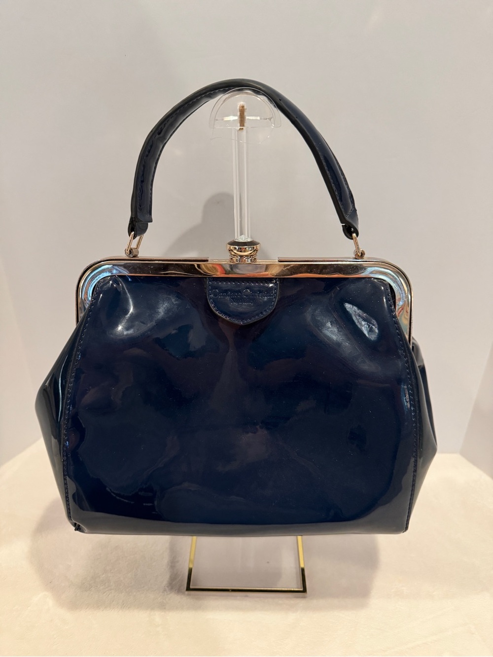 Navy Patent Top-Handle Women’s Bag